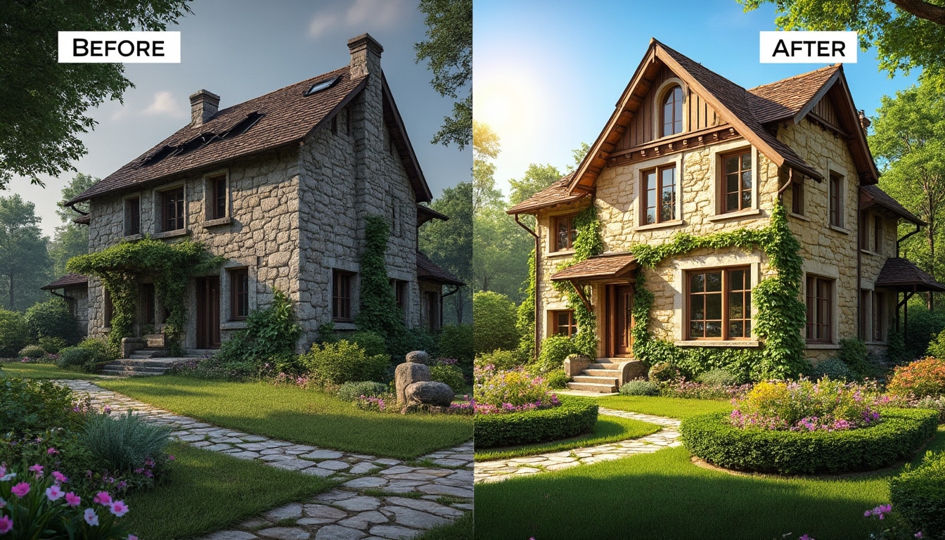 découvrez la transformation époustouflante d'une maison en pierre grâce à notre projet de rénovation. admirez les changements avant et après qui révèlent le charme authentique et le confort moderne de cette belle demeure. inspirez-vous pour votre propre rénovation!
