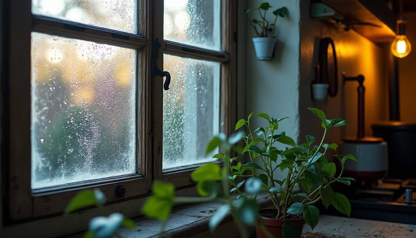 Illustration: Origines cachées d’une condensation sur une fenêtre liée à une humidité intérieure persistante : causes à connaître